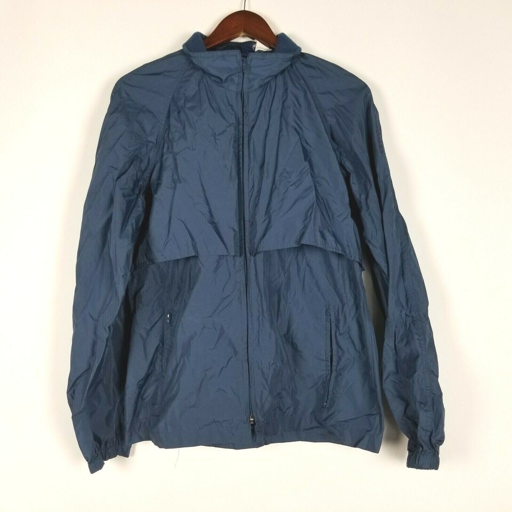 Vintage Woolrich Jacket Windbreaker Size M Navy Blue Lightweight Vented‎ Coat